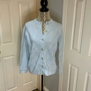 Vintage baby blue knit cardigan size medium